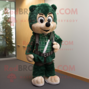 Forest Green Irish Flag mascot costume character dressed with a Flannel Shirt and Shoe laces