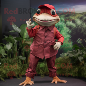 Maroon Frog maskot kostym...