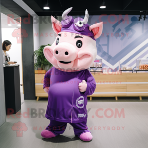 Postava maskota Purple Pig...