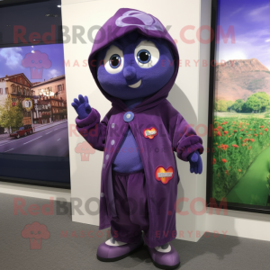 Lila plommon maskot kostym...