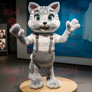 Silver Cat maskot kostym...