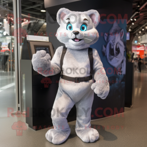 Silver Cat maskot kostume...