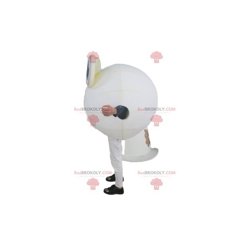 Mascote de personagem redondo e branco com olhos azuis - Mascote de personagem redondo e branco com olhos azuis -