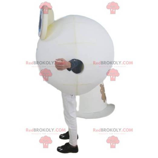 Mascotte rond en wit karakter met blauwe ogen - Redbrokoly.com