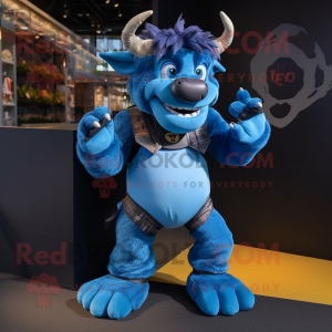 Blå Minotaur maskot drakt...