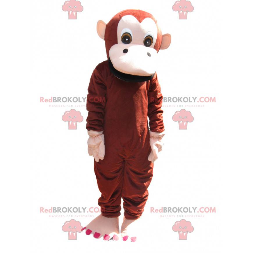 Mascotte de singe marron et crème. Costume de singe -