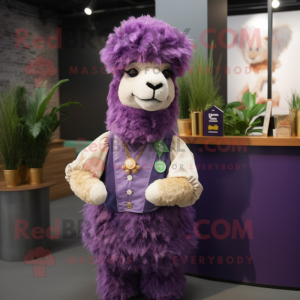 Lilla Alpaca maskot kostume...