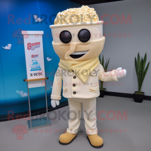 Beige Pop Corn maskot...