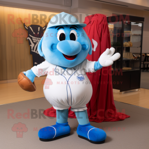 Sky Blue Baseball Glove mascot costume character dressed with a Culottes and Bow ties