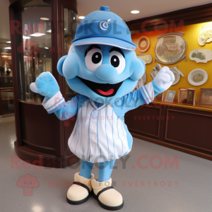 Sky Blue Baseball Glove mascot costume character dressed with a Culottes and Bow ties
