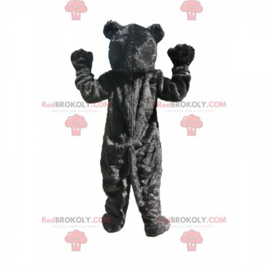 Svart björnmaskot med en röd munkorg - Redbrokoly.com