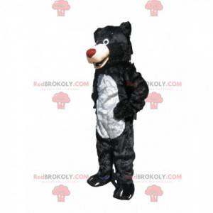 Mascotte d'ours noir avec un museau rouge - Redbrokoly.com