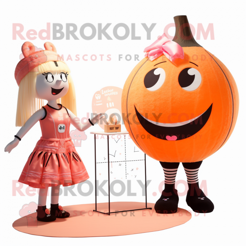 Peach Queen mascot costume character dressed with a Bikini and Ties Peach Queen mascot costume character dressed with a Bikini and Ties