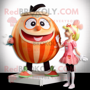 Peach Queen mascot costume character dressed with a Bikini and Ties