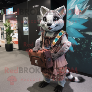 nan Civet mascot costume character dressed with a Skirt and Wallets