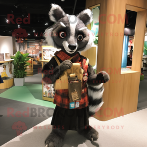 nan Civet mascot costume character dressed with a Skirt and Wallets