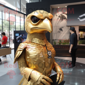 Guld Falcon maskot kostym...