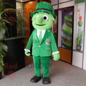 Forest Green Candy Box mascot costume character dressed with a Dress Shirt and Pocket squares