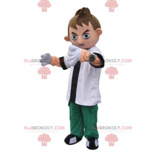 Young boy mascot with a stylish look and hairstyle -