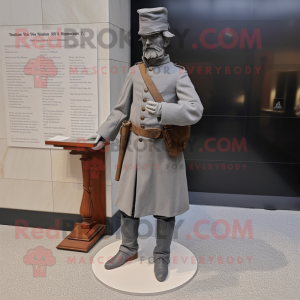 Gray Civil War Soldier mascot costume character dressed with a Cover-up and Foot pads