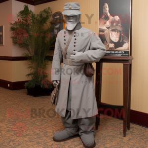 Gray Civil War Soldier mascot costume character dressed with a Cover-up and Foot pads
