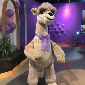 Lavender Camel mascot costume character dressed with a Bodysuit and Bow ties