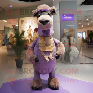 Lavender Camel mascot costume character dressed with a Bodysuit and Bow ties