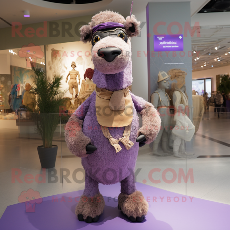 Lavender Camel mascot costume character dressed with a Bodysuit and Bow ties