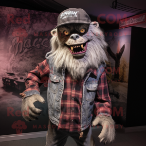 nan Werewolf mascot costume character dressed with a Graphic Tee and Hat pins