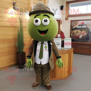 Olive Meatballs mascot costume character dressed with a Blazer and Headbands