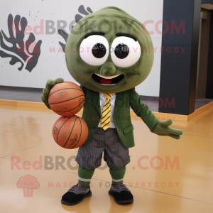 Olive Meatballs mascot costume character dressed with a Blazer and Headbands