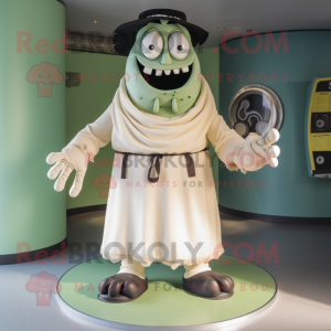 Cream Frankenstein mascot costume character dressed with a Circle Skirt and Belts