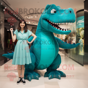 Turkis T Rex maskot kostume...