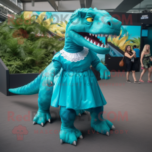 Turquoise T Rex mascotte...