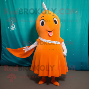 Oranje narwal mascotte...