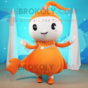 Oranje narwal mascotte...