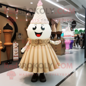 Tan Ice Cream Cone maskot...