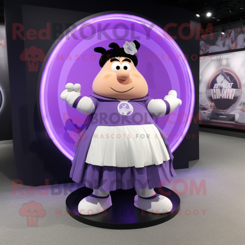 Lavender Strongman mascot costume character dressed with a Circle Skirt and Ties Lavender Strongman mascot costume character dressed with a Circle Skirt and Ties