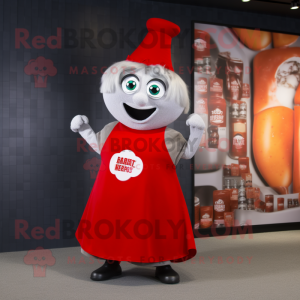 Silver Bottle Of Ketchup mascot costume character dressed with a Mini Skirt and Mittens