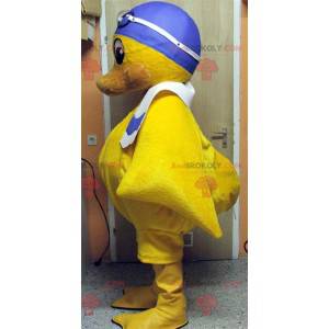 Mascot yellow chick with a swimming cap - Redbrokoly.com