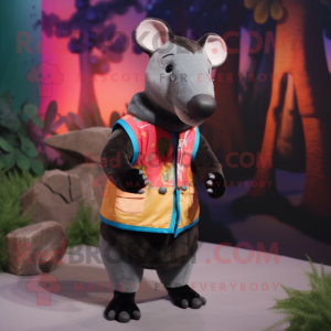 nan Tapir mascot costume character dressed with a Vest and Mittens