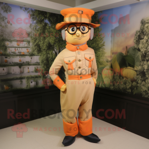 Peach Civil War Soldier mascot costume character dressed with a Trousers and Eyeglasses