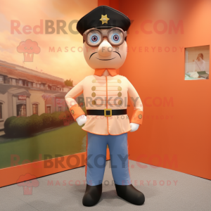 Peach Civil War Soldier mascot costume character dressed with a Trousers and Eyeglasses