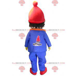 Mascot cute little boy dressed in winter clothes -