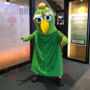 Green Butter Chicken mascot costume character dressed with a Pencil Skirt and Scarf clips