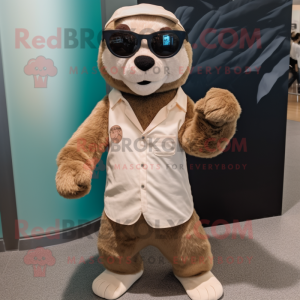 Beige Otter maskot kostume...