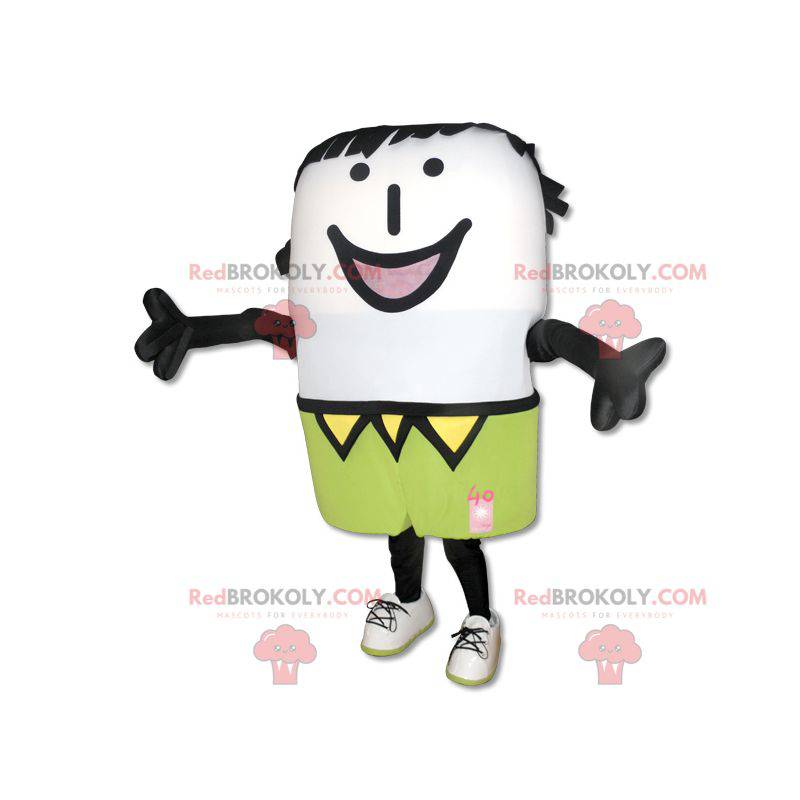 Mascotte de bonhomme blanc souriant - Redbrokoly.com