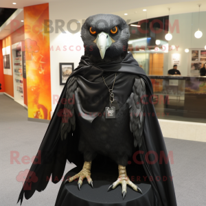 Sort Falcon maskot kostume...