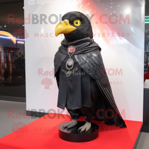 Black Falcon mascot costume character dressed with a Raincoat and Scarf clips