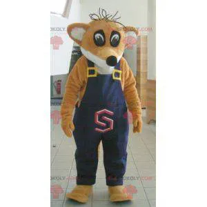 Orange and white fox mascot in overalls - Redbrokoly.com